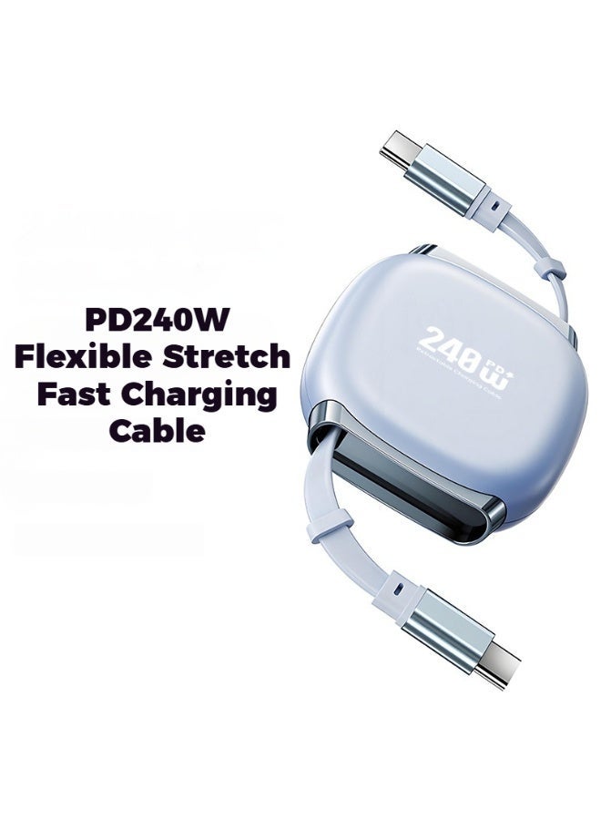 BASEMO 240W Retractable Fast Charging Data Cable, Dual Type-C Interfaces, PD Fast Charging, Compatible with Apple/Huawei/Samsung Phones/Tablets/Laptops - Image 2