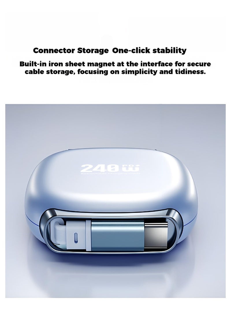 BASEMO 240W Retractable Fast Charging Data Cable, Dual Type-C Interfaces, PD Fast Charging, Compatible with Apple/Huawei/Samsung Phones/Tablets/Laptops - Image 5