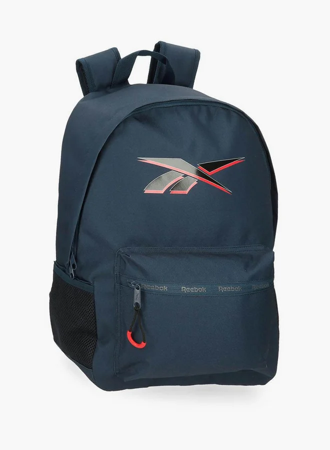 ريبوك Logo Print School Backpack with Adjustable Straps and Zip Closure - 38x19x43 cm