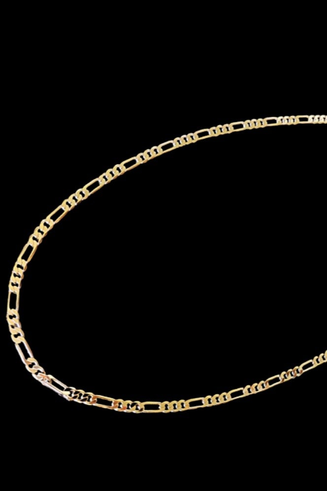PORSTOO 18K Gold Plated Figaro Chain Necklace – Hypoallergenic Solid Brass, Adjustable 60cm, Perfect with Abaya for Men (Sizes: 2.5mm to 6mm) - Image 2