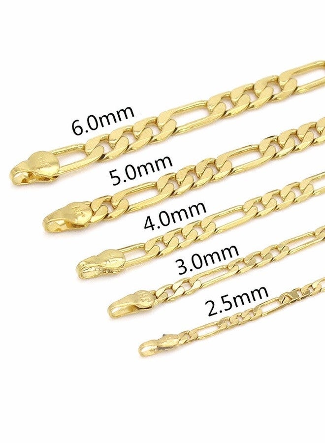 PORSTOO 18K Gold Plated Figaro Chain Necklace – Hypoallergenic Solid Brass, Adjustable 60cm, Perfect with Abaya for Men (Sizes: 2.5mm to 6mm) - Image 4
