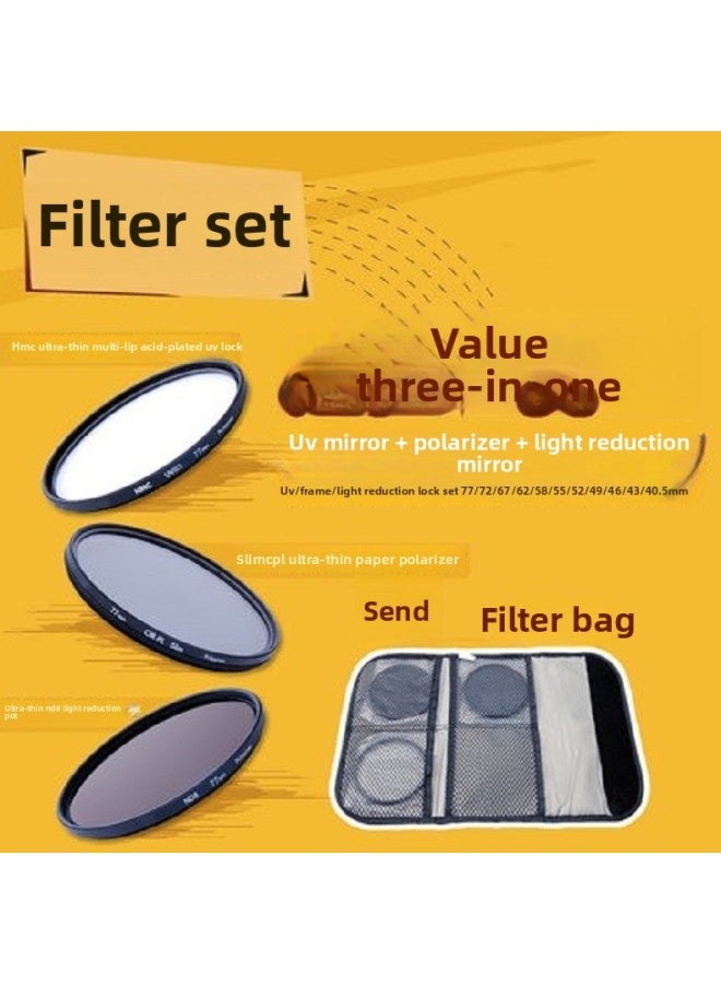 UV Mirror CPL Polarizer ND8 Subtractive Lens 77mm Filter Set Filter Package Ultra HD Digital Camera Lens-Color:62mm With Filter Bag  - Image 1