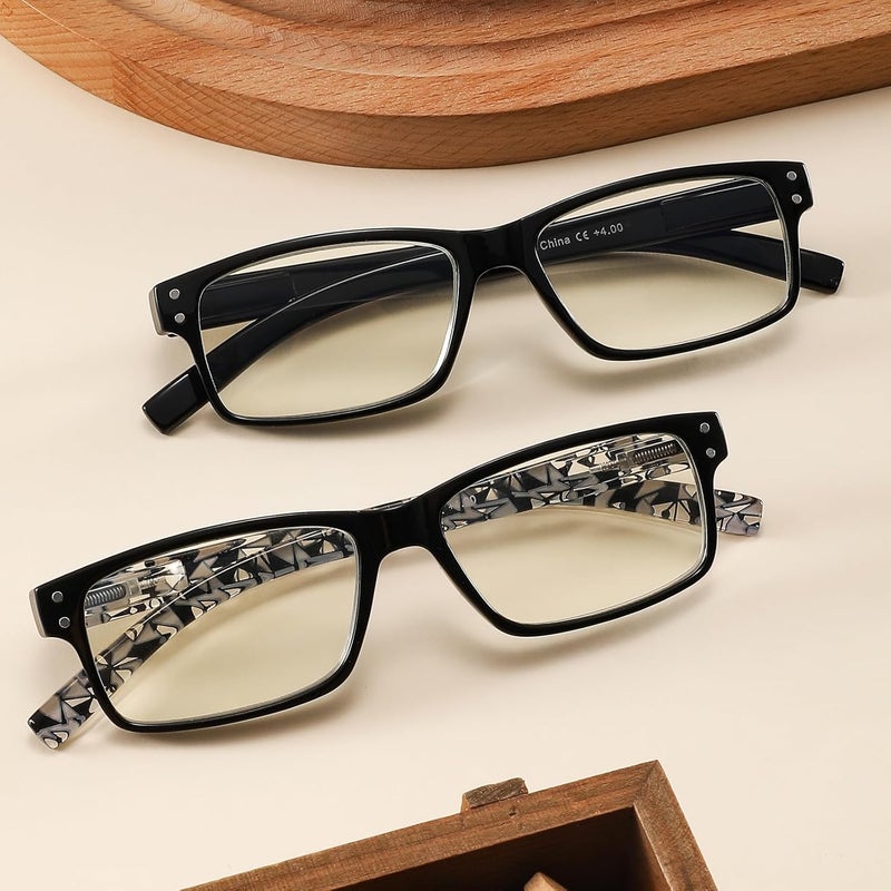 LANLANG Storage burden minimized build 3-Pack Reading Glasses for Men,Spring Hinge,3 Colors,Clear Lens,L-L007 One piece build - Image 5