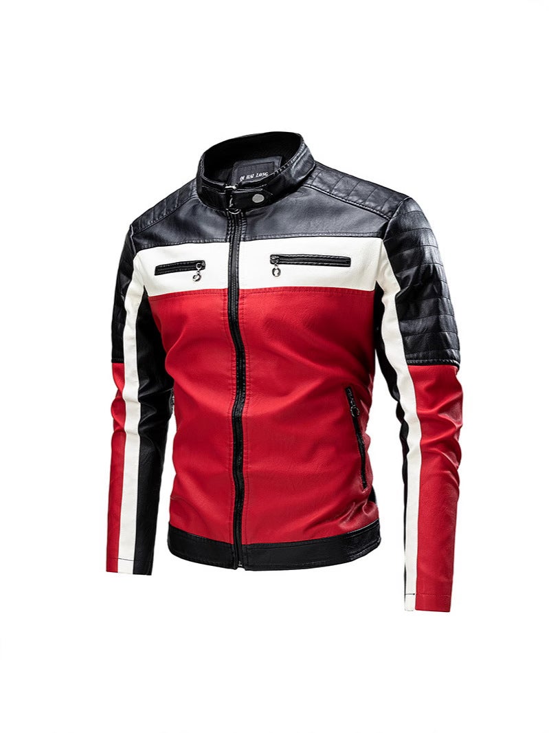 Leather Men'S Coat Fashionable Handsome British Style Retro Collar Casual Motorcycle Leather Jacket For Teenagers - Image 2