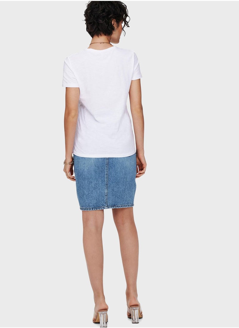 ONLY - Crew Neck Graphic T-Shirt - Image 1