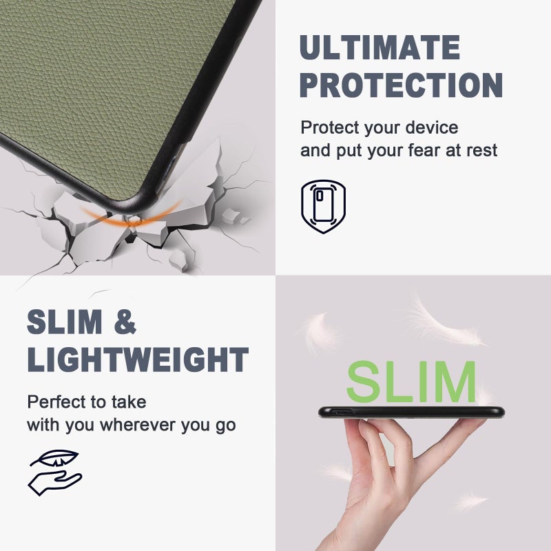 Caweet Case for Kobo Libra Colour 7 Inch 2024 Release, Premium PU Leather Origami Stand Protective Sleeve Cover with Auto Wake/Sleep Feature, Green - Image 4
