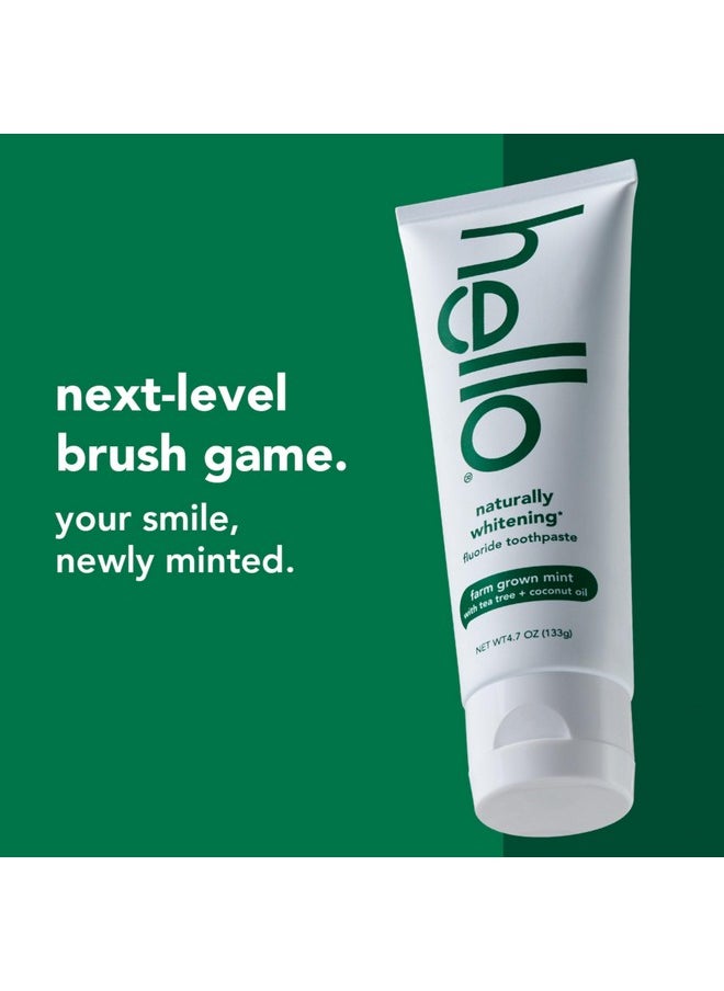 Hello Naturally Whitening Fluoride Toothpaste, Natural Peppermint Flavor And Tea Tree Oil, Peroxide Free, Gluten Free, Sls Free, 3 Pack, 4.7 Oz Tubes  - Image 2