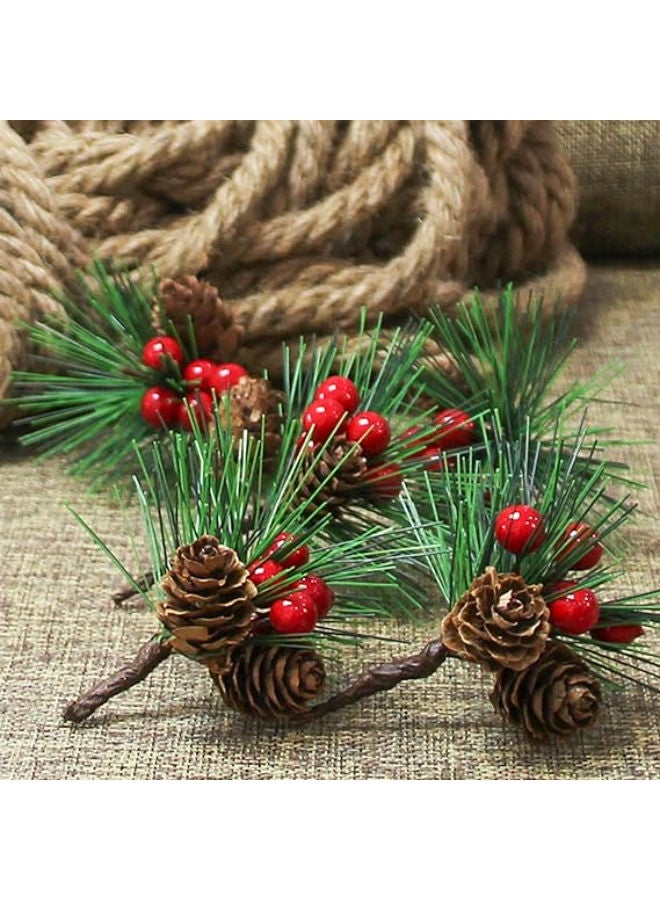 12 pieces - Artificial Pine Berries with Red Pine Needles - Image 3