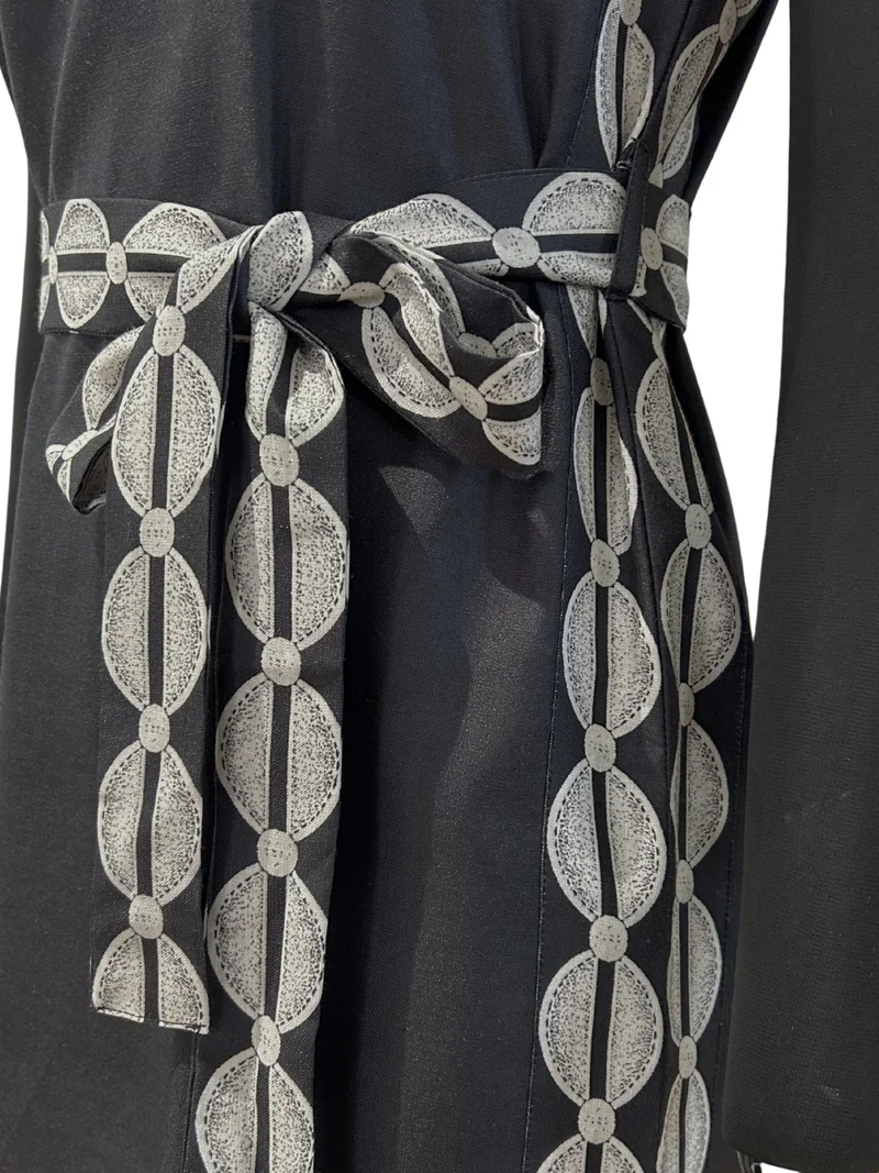Outzidr  Grey Midi Length Dress With Contrast Details for Women | Best Price UAE