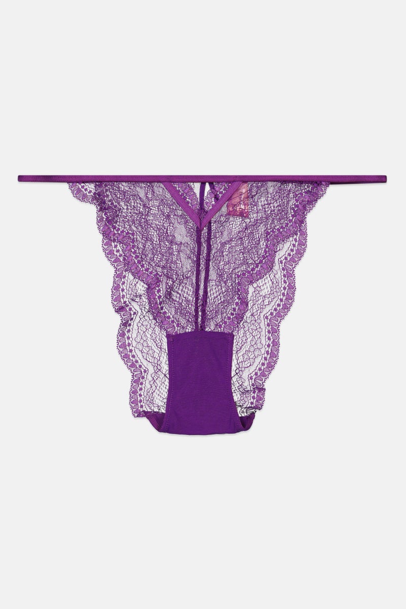 hunkemoller Women Textured Underwear Panty, Purple  - Image 1