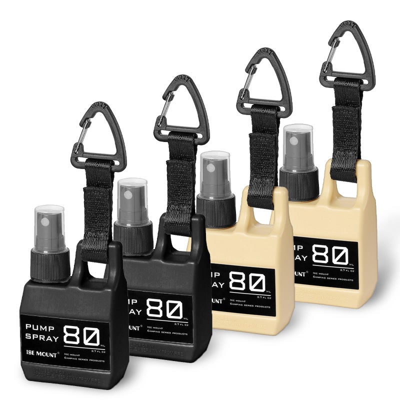 YERGOFE Camp Mini Spray Bottles with Hanging Buckle - 4 Pcs Refillable Dispenser Bottle with Molle Clip Strap - Image 1