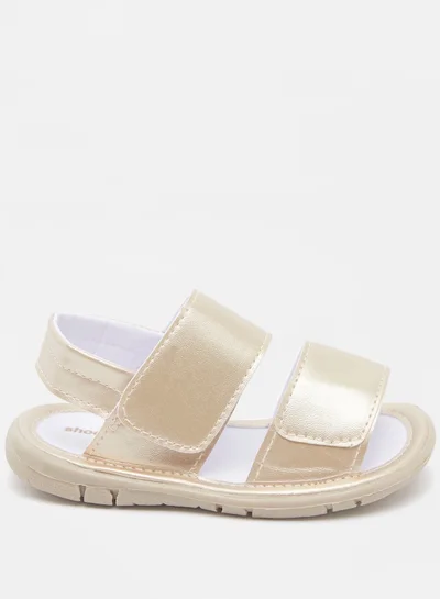 shoexpress Open Toe Flat Sandals with Hook and Loop Closure