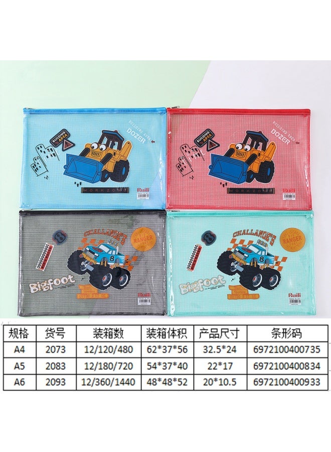 Korean Style Simple File Bag A4a5a6 Transparent Mesh Storage Bag Student Stationery Bag New Zipper Bag Storage Bag