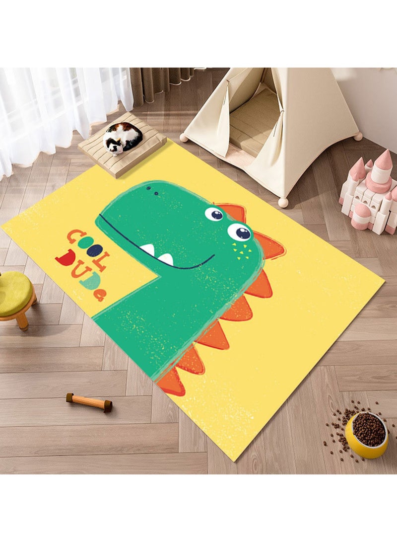 40*60cm Cartoon Absorbent Floor Mat Non-slip Soft Microfiber Shower Door Mat Cute Pet Floor Mat Room Decoration White Carpet (Dinosaur) - Image 1