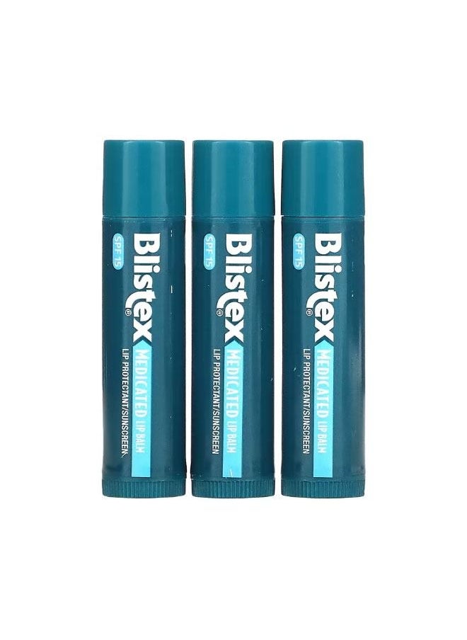 Blistex - Medicated Lip ProtectantSunscreen SPF 15 Original 3 Balm Value Pack 0.15 oz 4.25 g Each - Image 1