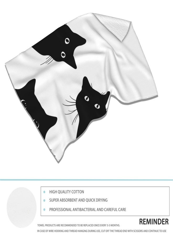 CXULIN Black Cat Hand Towels - Set of 2, Soft Polyester Cotton Bath Towels - 14"X28" - Image 3