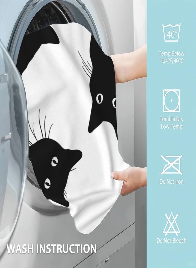 CXULIN Black Cat Hand Towels - Set of 2, Soft Polyester Cotton Bath Towels - 14"X28" - Image 5
