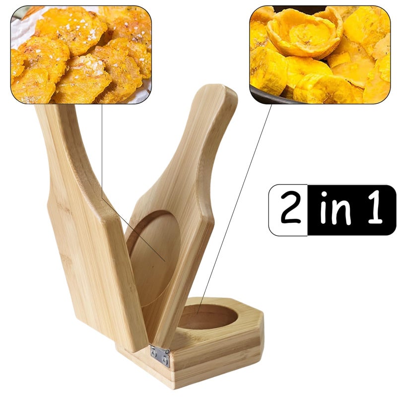 Bantlou Bamboo Tostonera Plantain Press Banana Smasher Maker - Authentic Caribbean Flavor, Easy to Use - Perfect for Tostones and Stuffed Plantains,6.8 * 3 * 2.36inch (2) - Image 2