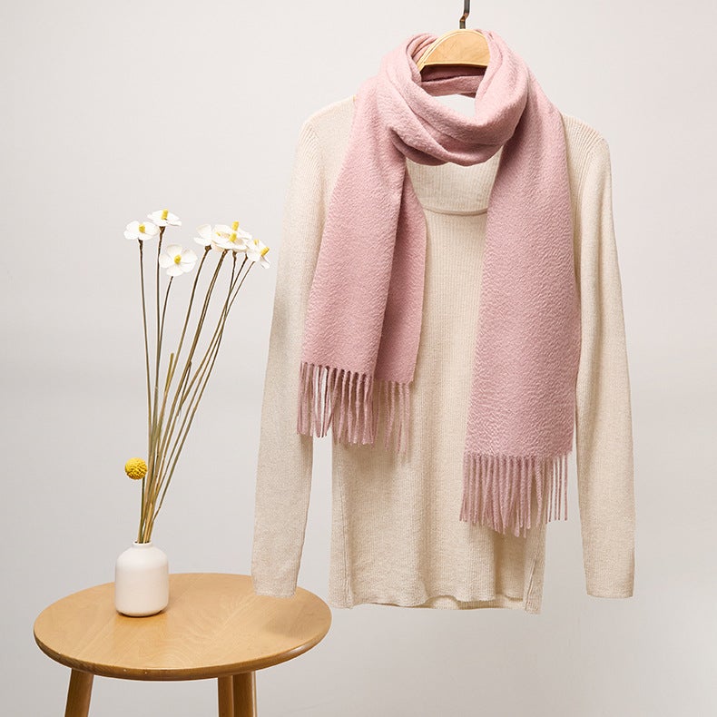 Unisex Solid Cashmere Scarf Winter Warm Wrap lotus root starch 