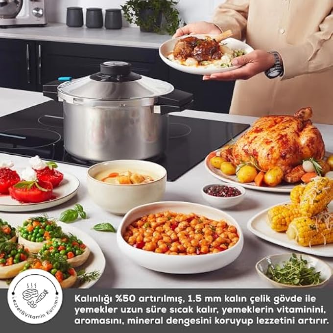 كاراجا طنجرة ضغط معدنية سريعة وآمنة سعة 7 لتر مع نظام قفل بزر للطهي السريع والآمن والموفر للطاقة ومناسبة لجميع المواقد بما في ذلك الحث - Image 5