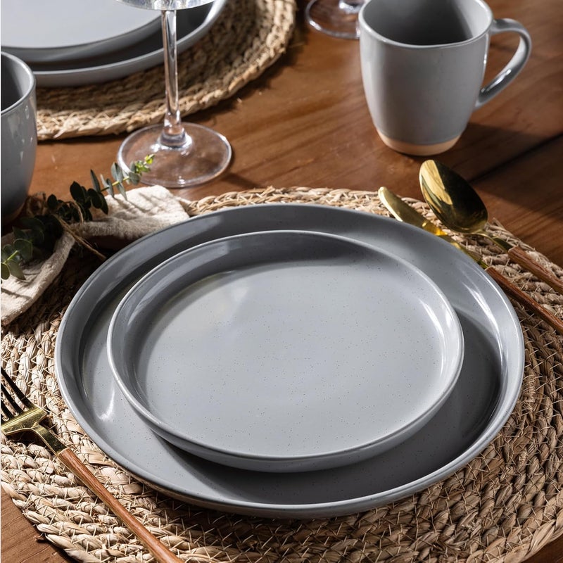 AmorArc Ceramic Dinnerware Sets for 8 24 Pieces Handpainted Plates and Bowls Set with Rustic Terracotta Underside Scratch Resistant Stoneware Dishes Set Dishwasher  Microwave Safe - Image 5