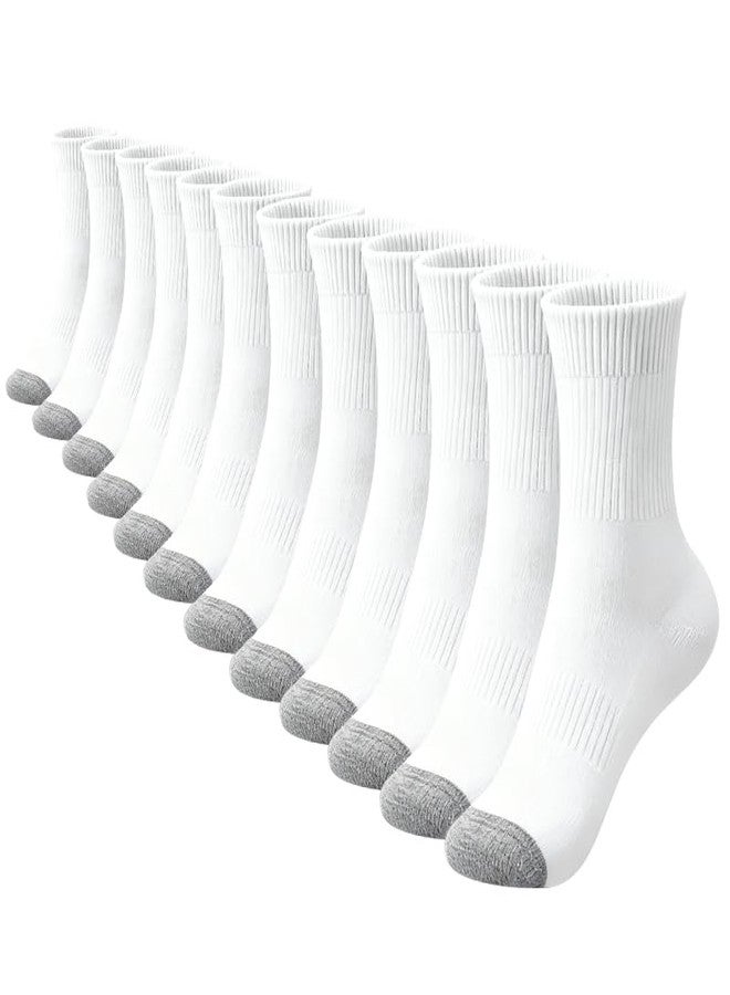 SPLASHGRIP Men's Crew Socks 6 Pack Soft Breathable Athletic Socks Casual Running Socks for Daily Wear Work Training Sports White - Image 1