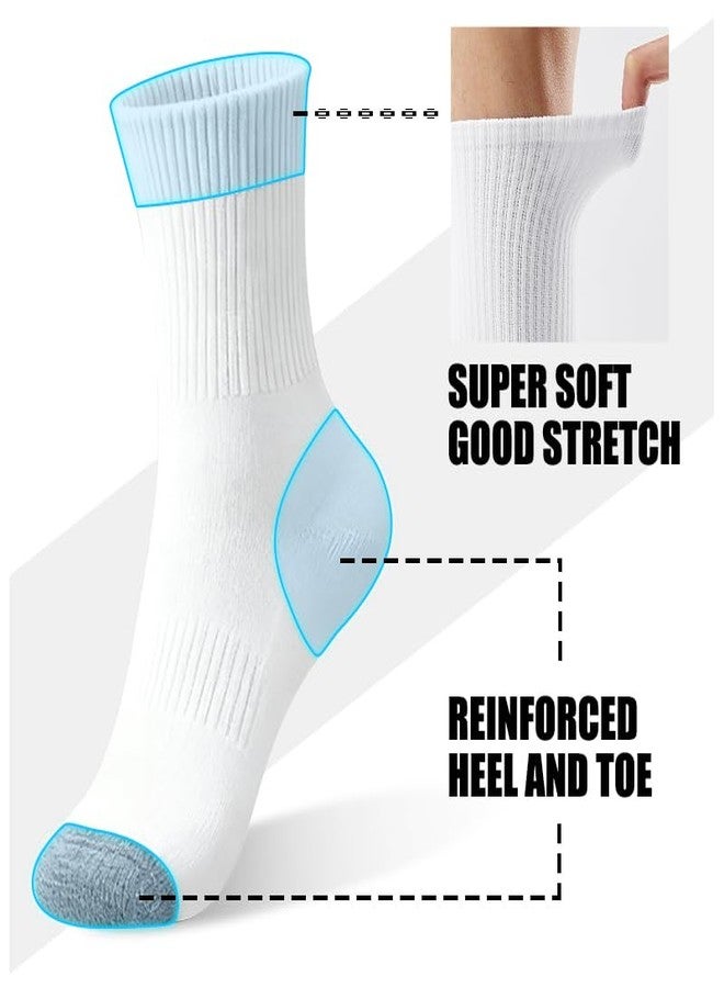 SPLASHGRIP Men's Crew Socks 6 Pack Soft Breathable Athletic Socks Casual Running Socks for Daily Wear Work Training Sports White - Image 3