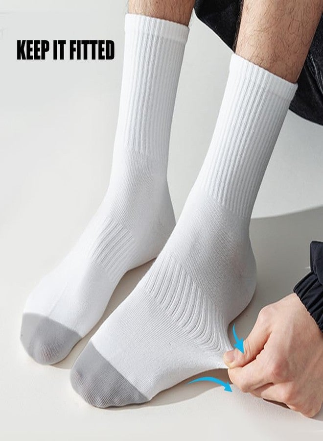 SPLASHGRIP Men's Crew Socks 6 Pack Soft Breathable Athletic Socks Casual Running Socks for Daily Wear Work Training Sports White - Image 2