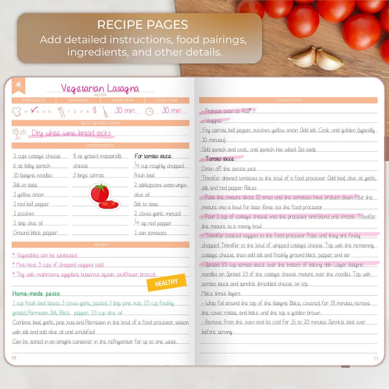 Clever Fox Recipe Book â€“ Blank Family Cookbook â€“ Empty Cooking Journal â€“ Notebook Organizer to Write In Recipes â€“ Medium, A5 (Rose Gold) - Image 4