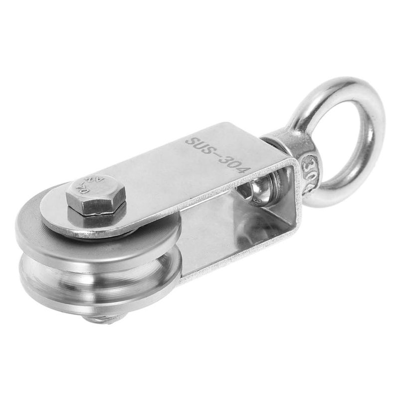 Stainless Steel U Shape Swivel Hook Pulley For Cable Rope Lifting Traction Trolley - Image 2
