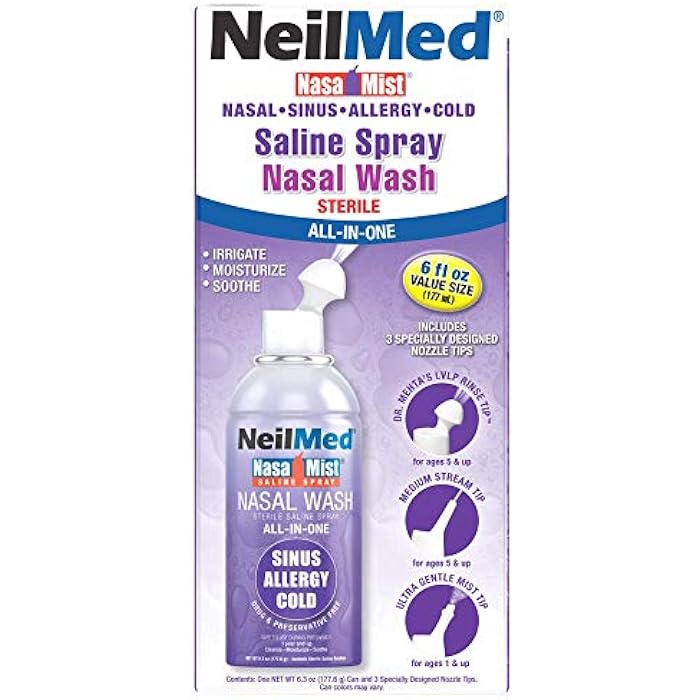 NeilMed NasaMist All in One Multi Purpose Saline Spray, 6.3 Fl Oz - Image 2