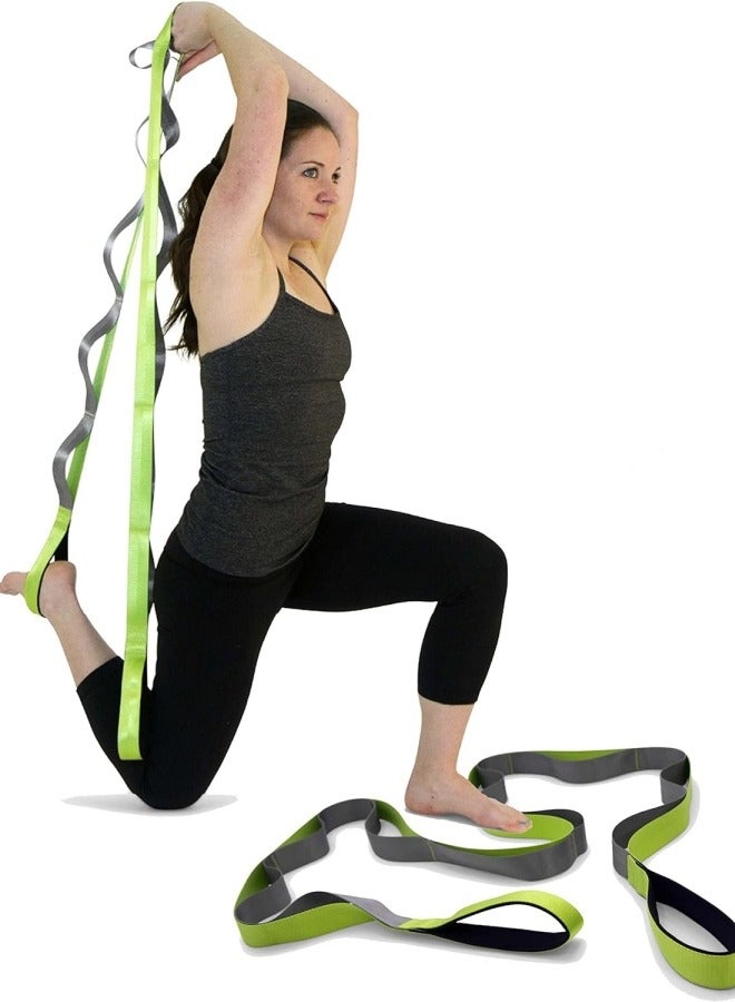 Ru syanl Gradient Fitness Stretching Strap for Yoga Pilates and Physical Therapy 12 Multi-Loop Stretch Strap 2.45m x 3.8cm Neoprene Handles Physical Therapy Equipment Yoga Straps for Stretching Leg Stretcher  - Image 1