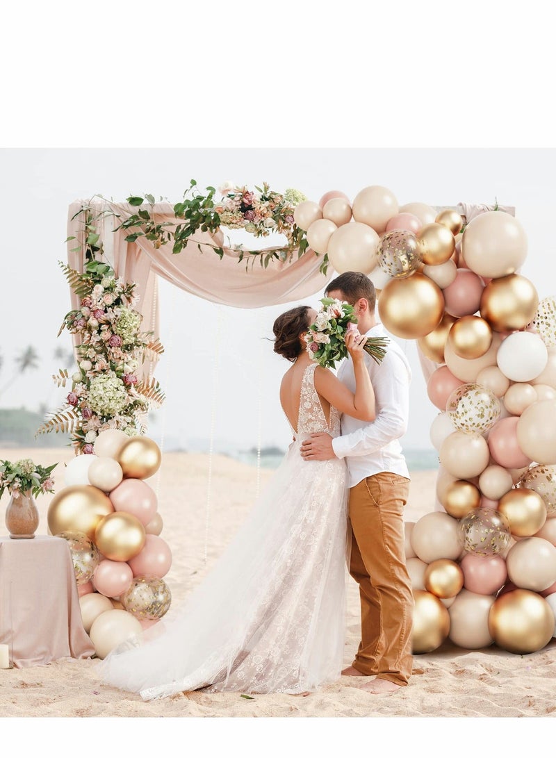Y&D 101pcs Blush Balloons Garland Arch Kit, Retro Pink Macaron Orange Gold White Confetti Latex for Girl Baby Shower Garden Tea Party Birthday Wedding Decoration - Image 1