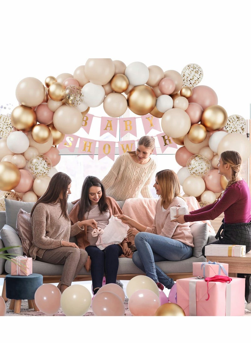 Y&D 101pcs Blush Balloons Garland Arch Kit, Retro Pink Macaron Orange Gold White Confetti Latex for Girl Baby Shower Garden Tea Party Birthday Wedding Decoration - Image 4