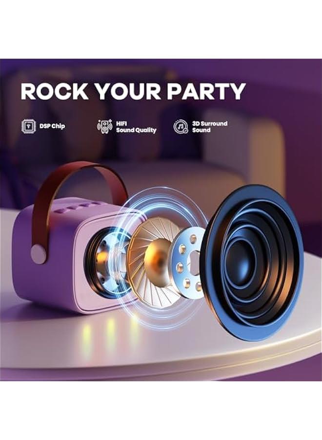 Mini Karaoke Machine with 2 Wireless Microphones, TOP Kids Gifts for Girls Ages 3, 4, 5, 6, 7, 8, 9, 10, 11, 12 +Years Old, 4-12th Birthday Toy Gift for Girls Boys Party (Purple) - Image 3