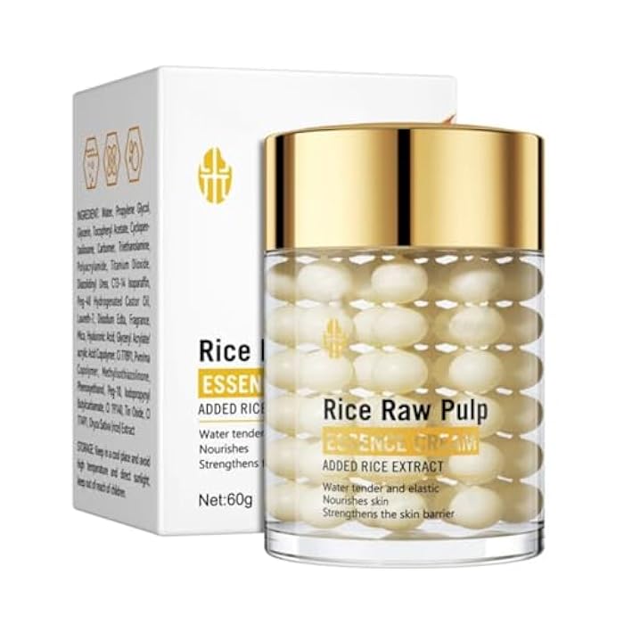 VENZEN Rice Raw Pulp Essence Face Cream Moisturizing Smoothes Deep Hydration Water Tender Elastic Nourishes Skin Strengthens Facial Skin Barrier 60g / 2.11oz - Image 1