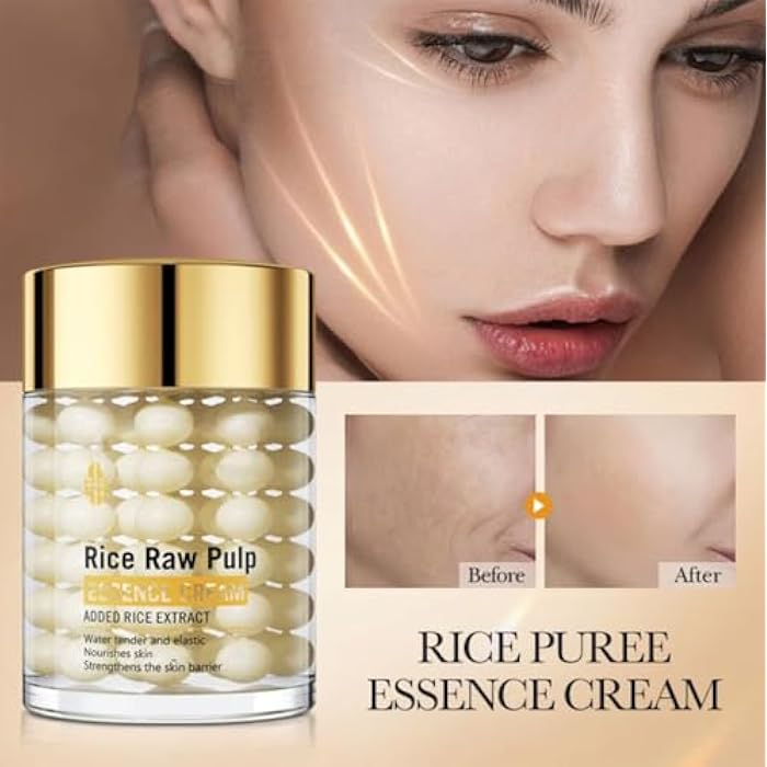 VENZEN Rice Raw Pulp Essence Face Cream Moisturizing Smoothes Deep Hydration Water Tender Elastic Nourishes Skin Strengthens Facial Skin Barrier 60g / 2.11oz - Image 2
