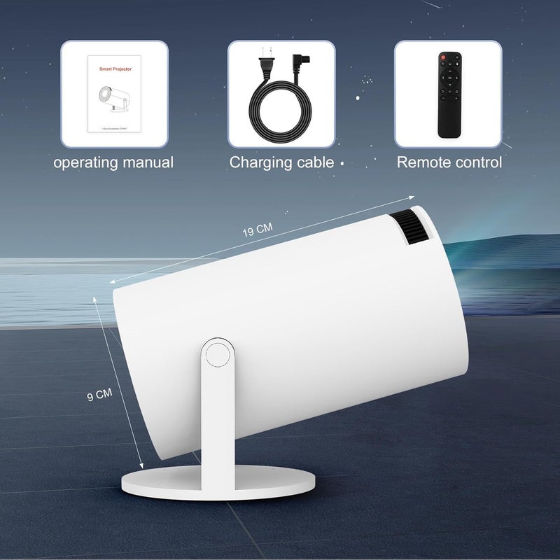 RECTITUDE Smart Portable Mini Projector, 4K 1080P Full HD Projector, Support Video Projector, WiFi 5G BT 5.0, Cinema 180° Can Be Rotated, Android 11, Compatible Windows/iOS/Android - Image 2