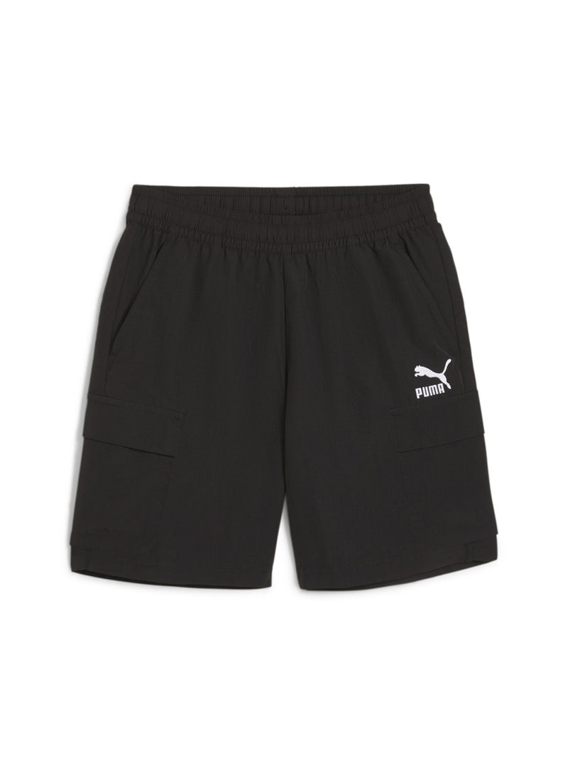 PUMA CLASSICS Boys Black Cargo Shorts - Image 1