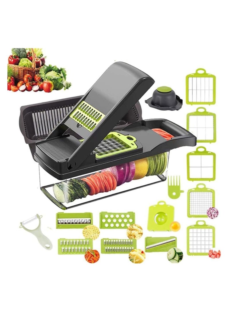 ELTRAZONE Vegetable Chopper, 15-in-1 Onion Food Chopper Multifunctional Mandoline Slicer Cutter Chopper and Grater Food Slicer Vegetable Cutter - Image 1