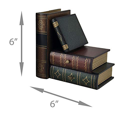 Bellaa Classic Wooden Book Bookends Library Hidden Drawers Vintage Cool Creative Unique Decorative Books Support Shelves Desk Organizer - Image 5