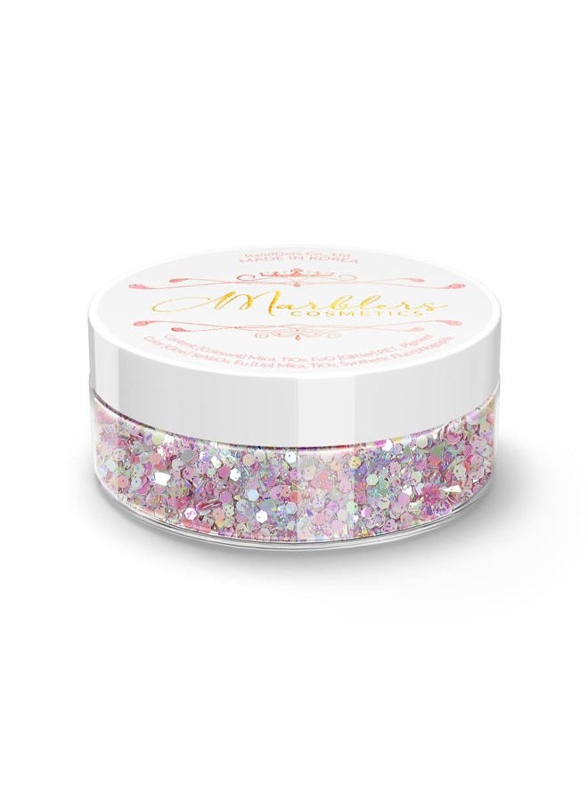 MARBLERS Mixed Shaped Face & Body Glitter [Pink] 0.18oz (5g) | Chunky | Chopped | Flake | Non-Toxic | Vegan | Cruelty-Free | Festival, Rave & Party Makeup | Eye, Hair, Nail Polish, Eyeshadow  - Image 1
