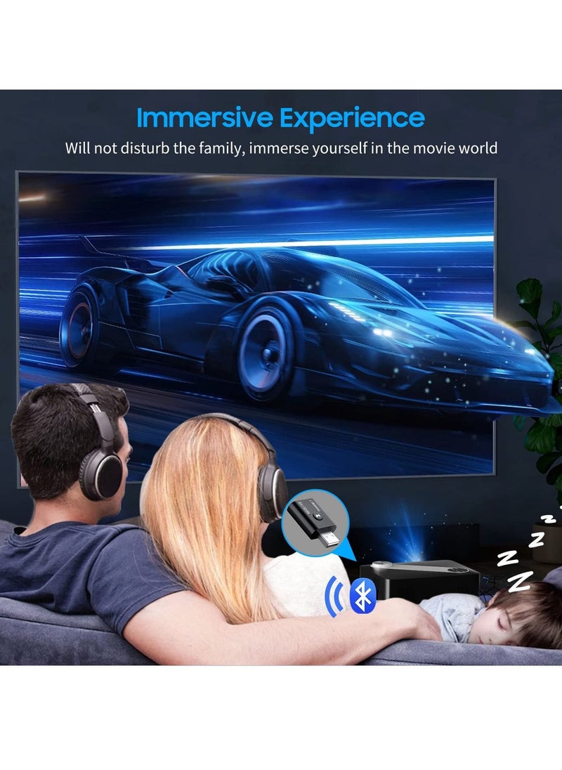 Excefore - USB Bluetooth Adapter, 2 Pcs Bluetooth 5.0 Transmitter Receiver 2 in 1 Wireless Bluetooth Converter Built-in 2 3.5mm Audio Bluetooth for TV, Home Stereo, Car Stereo, Headphones, Speakers, PC - Image 1