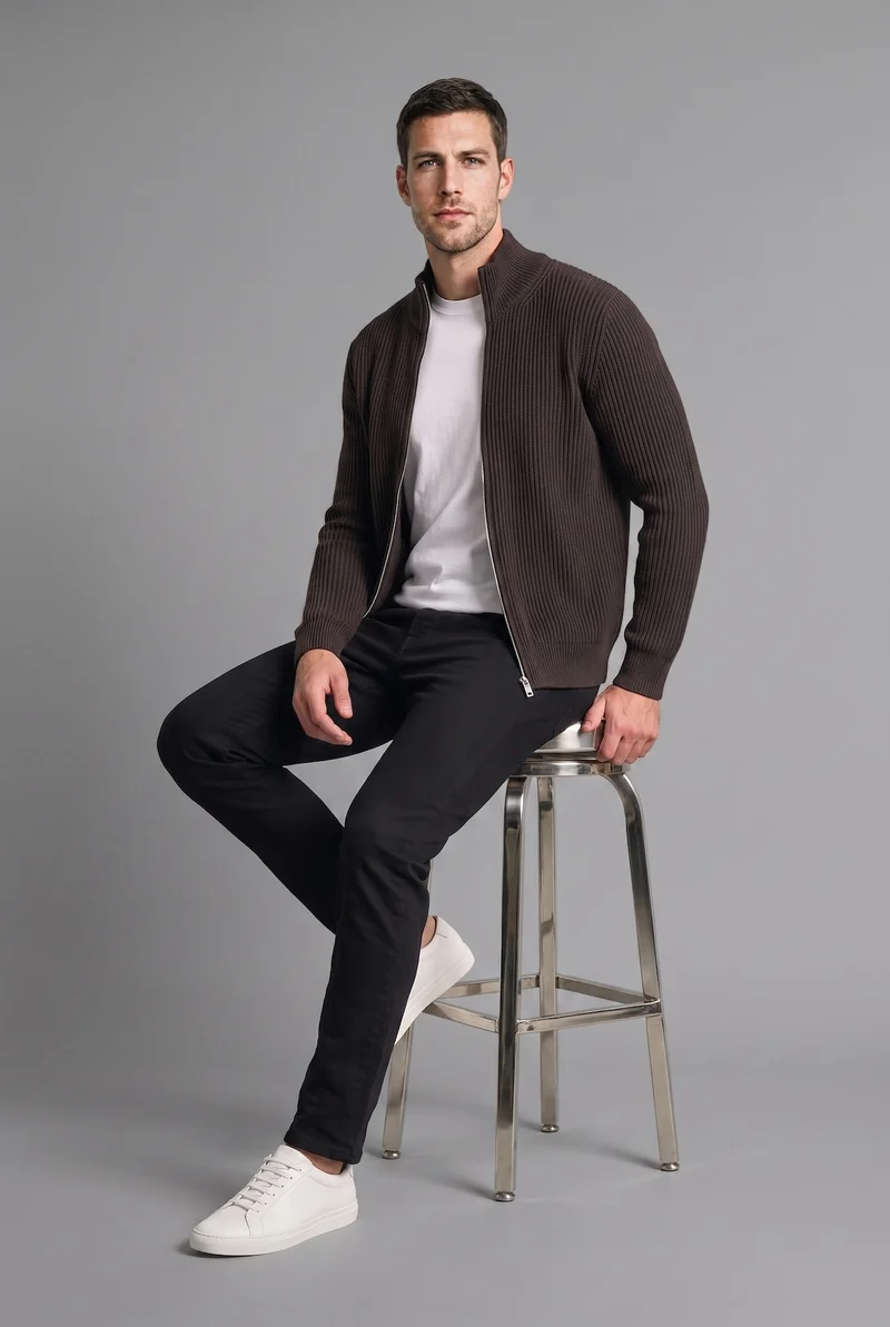 Defacto  Standard Fit Turtleneck Knitwear Cardigan for Men | Best Price UAE