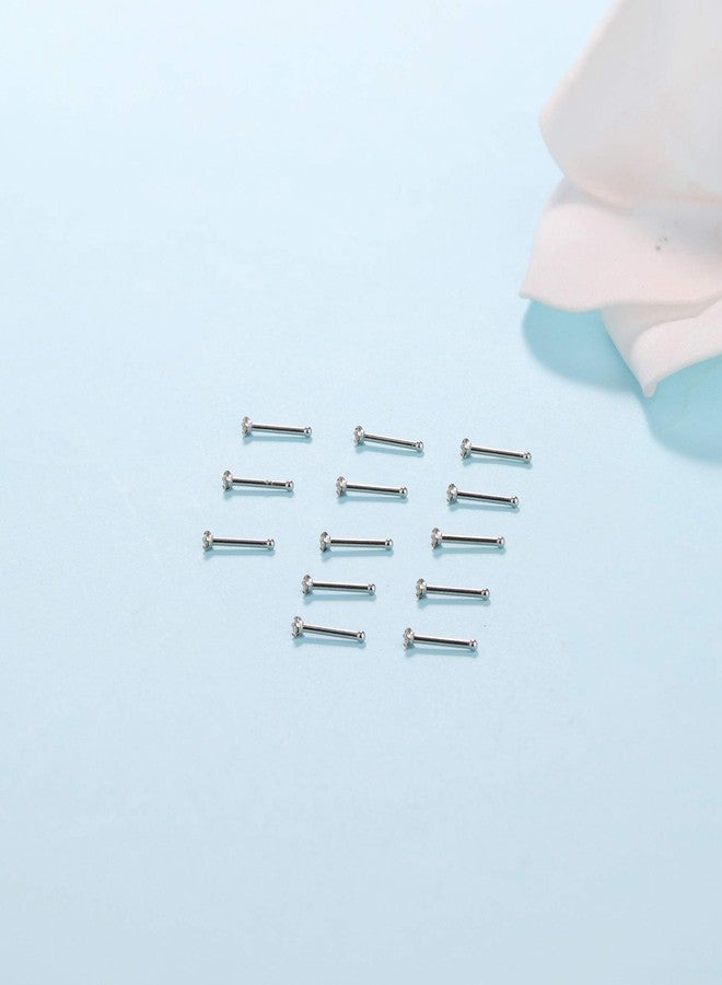 Sllaiss 12Pcs Nose Studs Rings Made with Austrian Crystal Piercing Pin Body Jewelry 1.5mm Surgical Stainless Steel 4 Prongs Setting Nose Stud Piercing Jewelry Set - Image 5