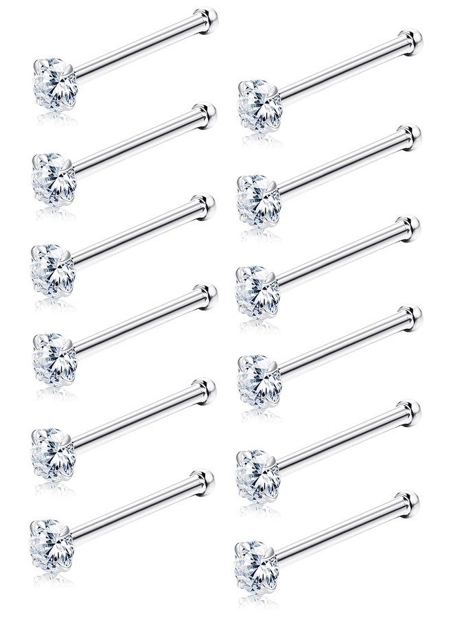 Sllaiss 12Pcs Nose Studs Rings Made with Austrian Crystal Piercing Pin Body Jewelry 1.5mm Surgical Stainless Steel 4 Prongs Setting Nose Stud Piercing Jewelry Set - Image 1