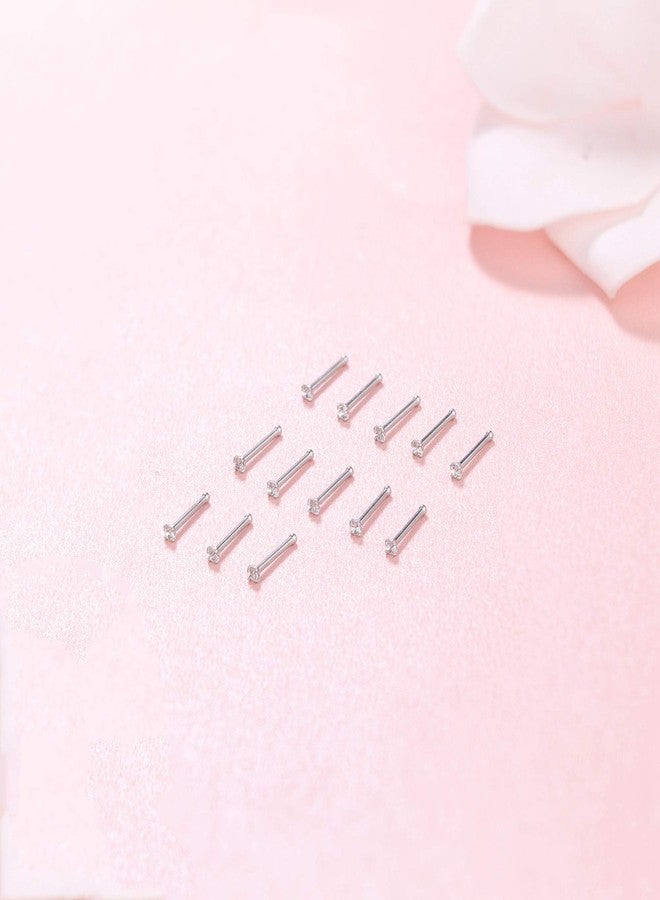 Sllaiss 12Pcs Nose Studs Rings Made with Austrian Crystal Piercing Pin Body Jewelry 1.5mm Surgical Stainless Steel 4 Prongs Setting Nose Stud Piercing Jewelry Set - Image 4