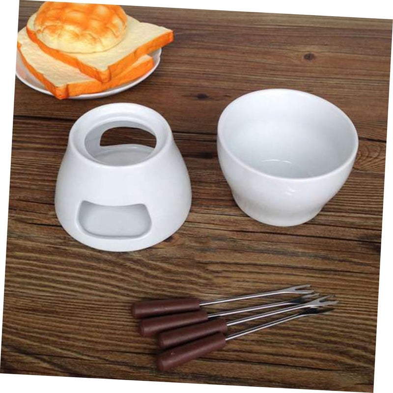 LABRIMP 1Set Ceramic Cheese Melting Pot Versatile Fondue Furnace for Chocolate Butter and Candy DIY Melting Stove for Home Use for Tapas and Broth Heating - Image 4