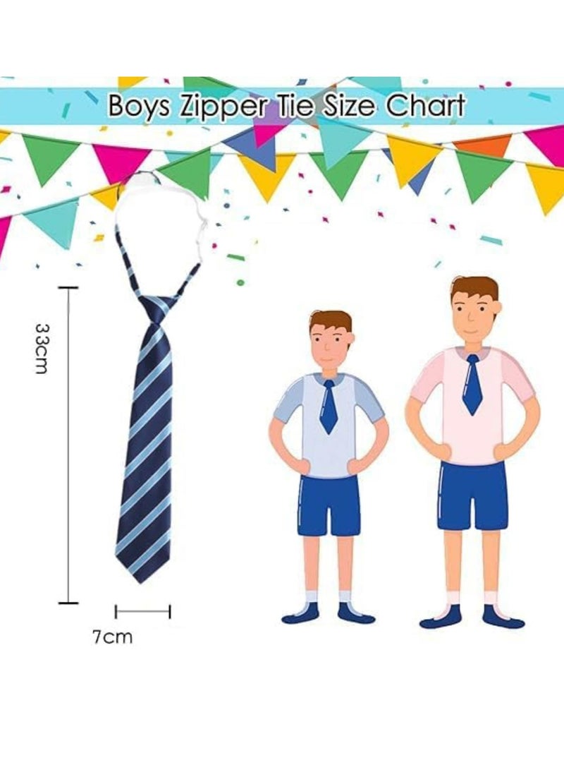 أوزيغالور ربطة عنق حريرية مخططة مسبقاً مع مشبك للأطفال، أزرق، مثالية للزي المدرسي للأولاد وحفلات الزفاف وأعياد الميلاد - Image 2