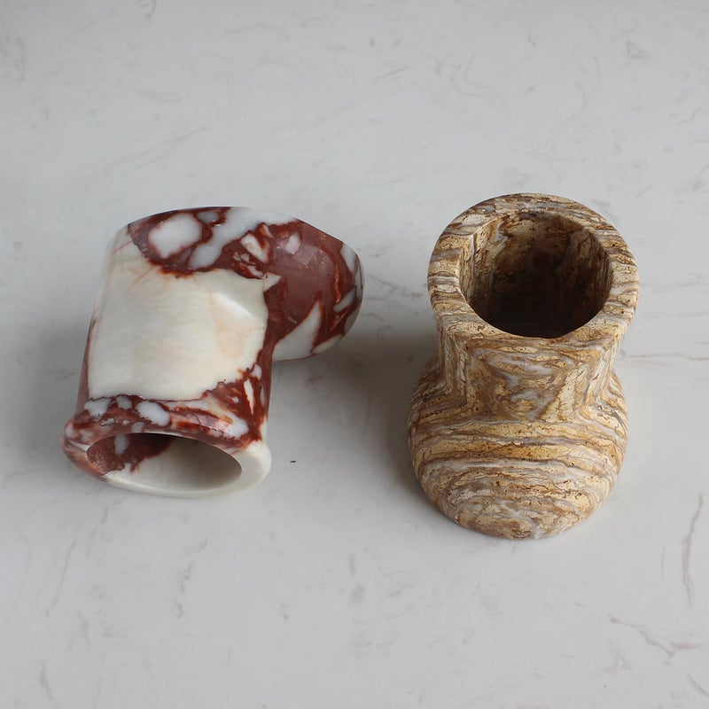 Natust Christmas Santa Boot Desk Organizer, Genuine Marble Multifunctional Decor - Candle Holder, Mini Vase, Pen Pot, Makeup Brush Holder, Christmas Decoration for Tabletop Fireplace (Calacatta Red Marble) - Image 4